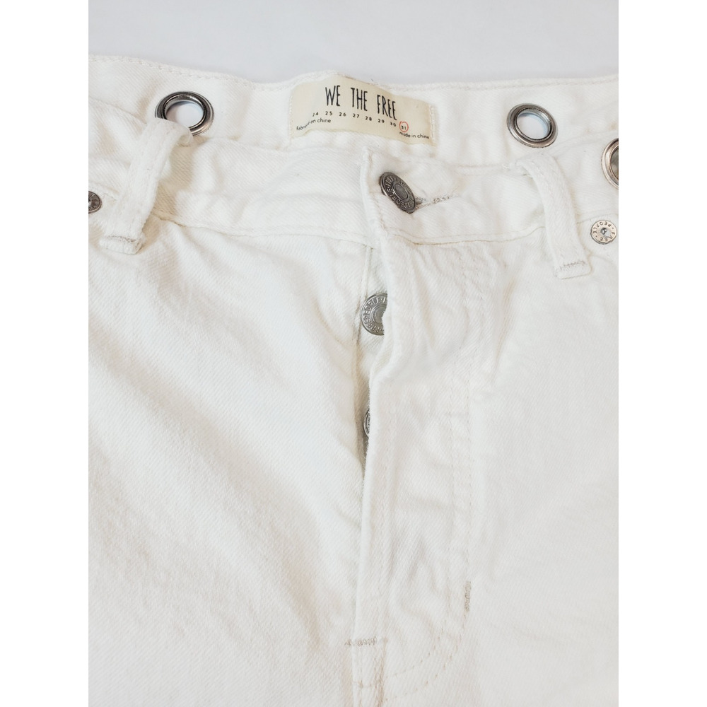 Free People Womens 31‎ Denim Shorts White Cut-offs Grommet Waist Distressed Jean - Picture 4 of 11